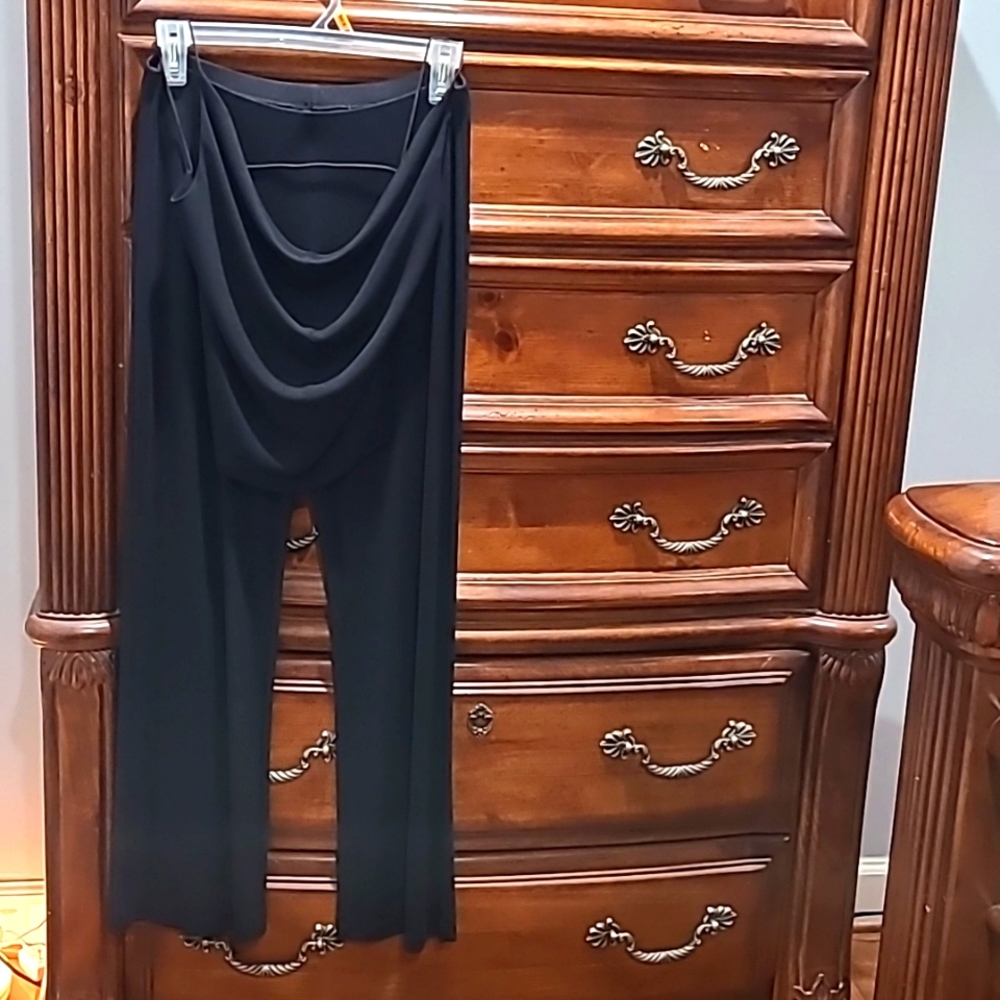 NEW Women's Small Petite Moda International Pants & Backless Top Black